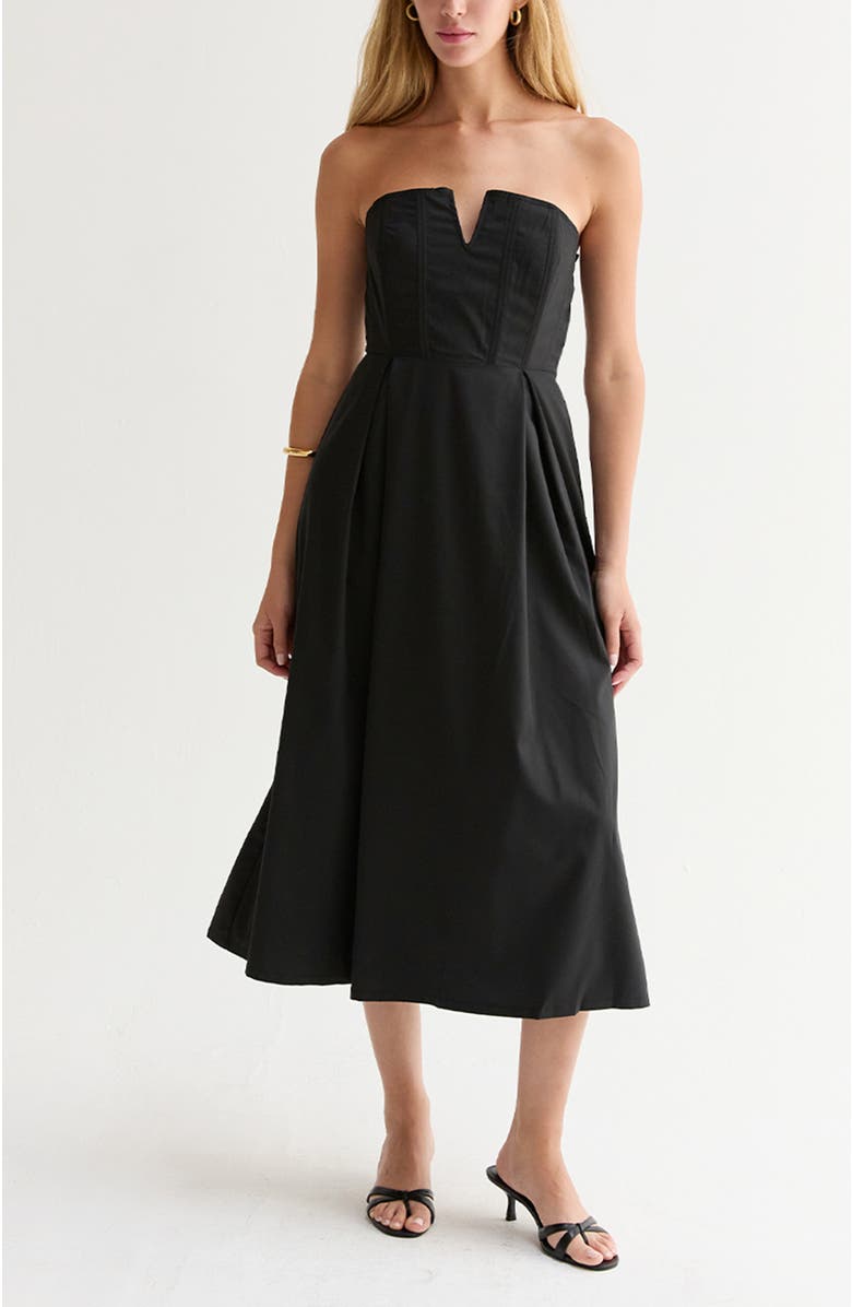 CRESCENT V-wire Modal Blend Midi Dress, Main, color, Black