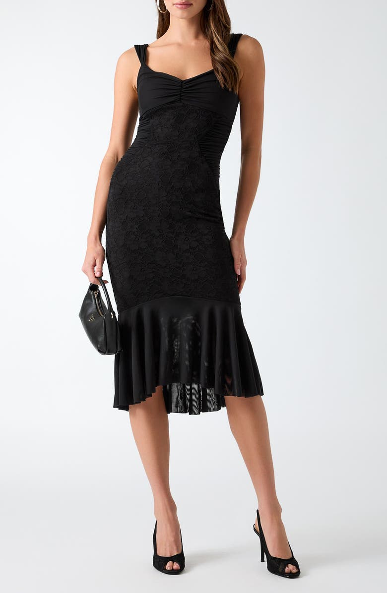 GUESS Caitlyn Lace Sleeveless Midi Dress, Main, color, Jblack-Black