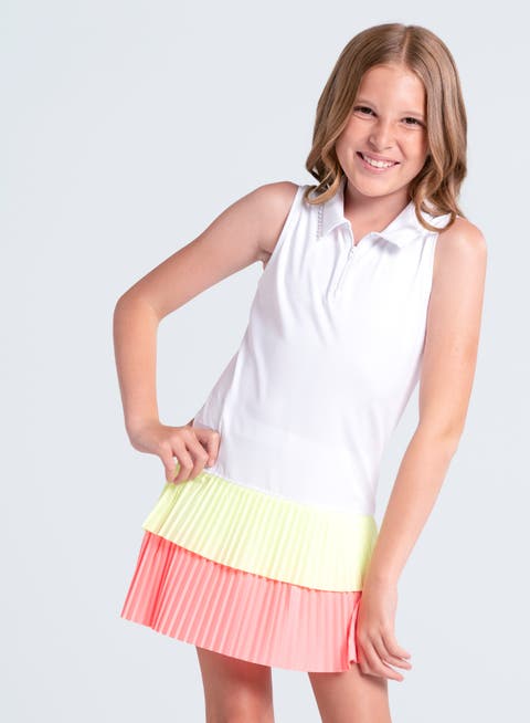 Girls Match Pleat Polo Dress