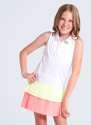 Lucky in Love Girls Match Pleat Polo Dress