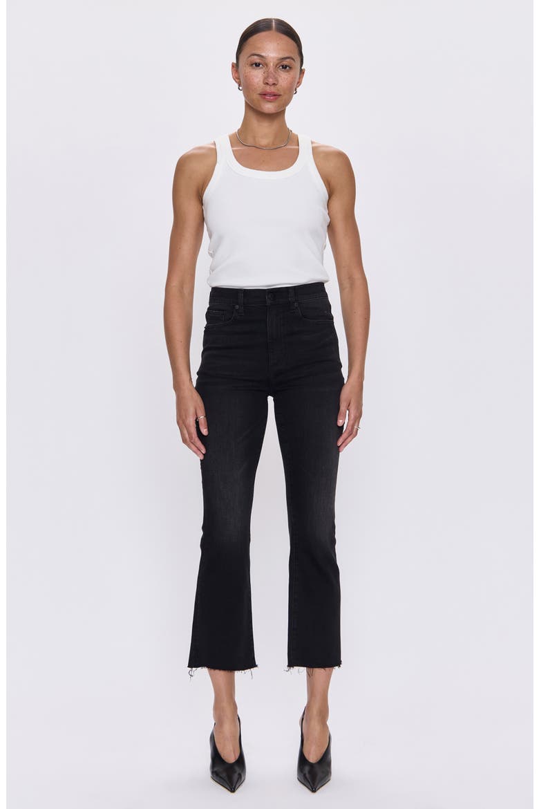 Lennon Raw Hem High Waist Crop Bootcut Jeans, Alternate, color, RAVEN