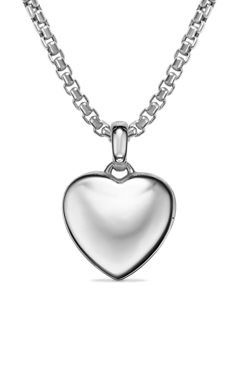 David Yurman Sculpted Cable Heart Locket, 23mm, Alternate, color, Sterling Silver