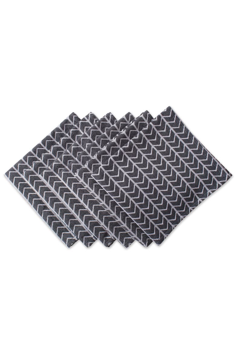 Black & White Herringbone Napkin Set/6, Main, color, Black/White