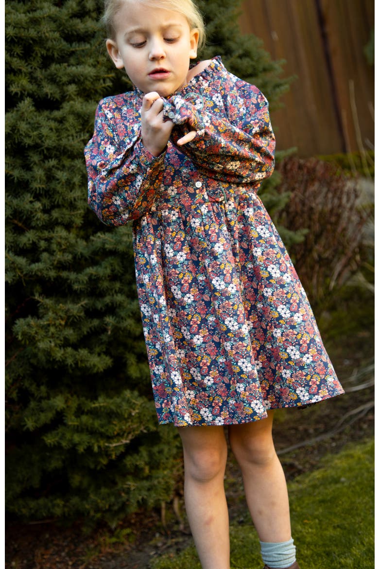Long Sleeves Dress with Front Ruffle, Alternate, color, Garden Confetti