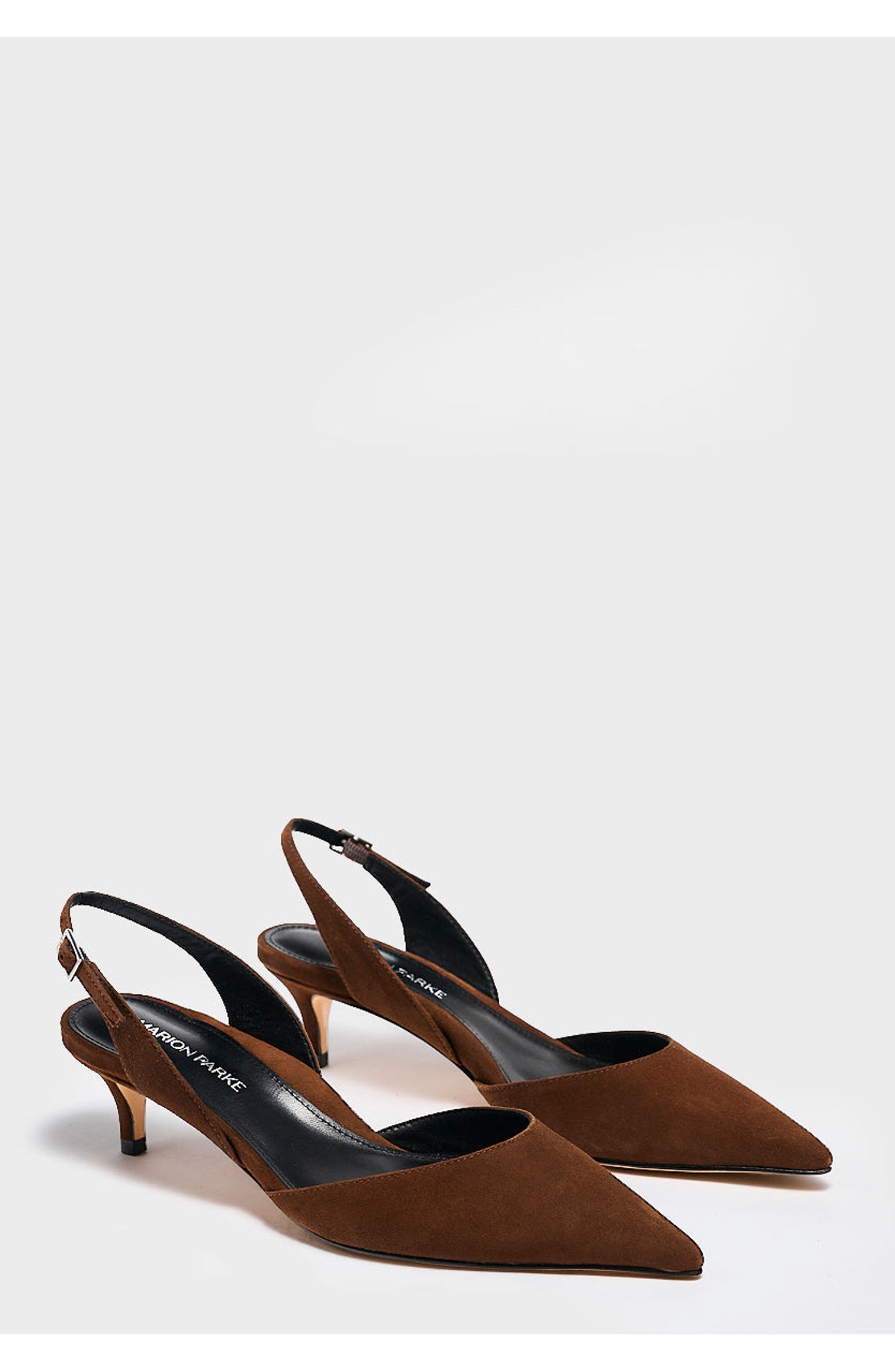 MARION PARKE Classic Slingback 45 Suede, Alternate, color, Chocolate