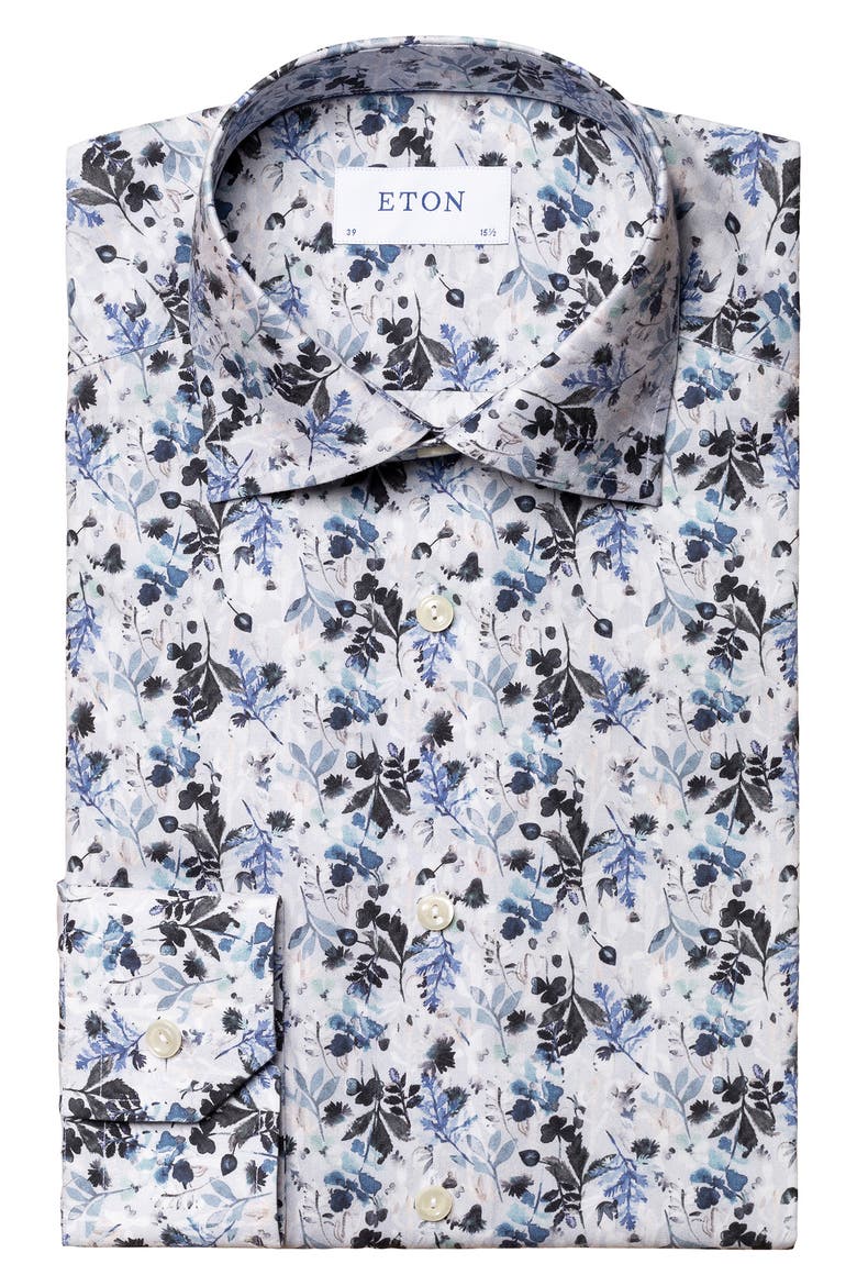 Men's Contemporary Fit Floral Dress Shirt, Alternate, color, LT/PASTEL BLUE