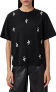 AllSaints Rhea Lisa Embellished Cotton Graphic T-Shirt