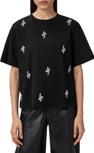 AllSaints Rhea Lisa Embellished Cotton Graphic T-Shirt