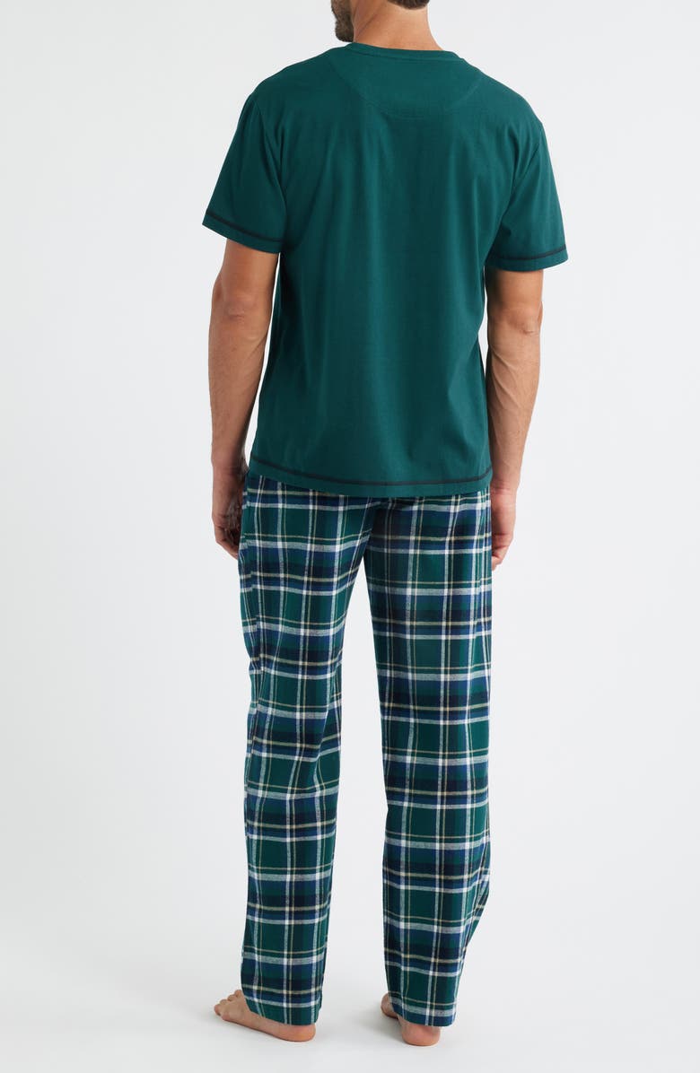 Majestic International Feel at Home Pajama T-Shirt & Plaid Flannel Pants Set, Alternate, color, Green