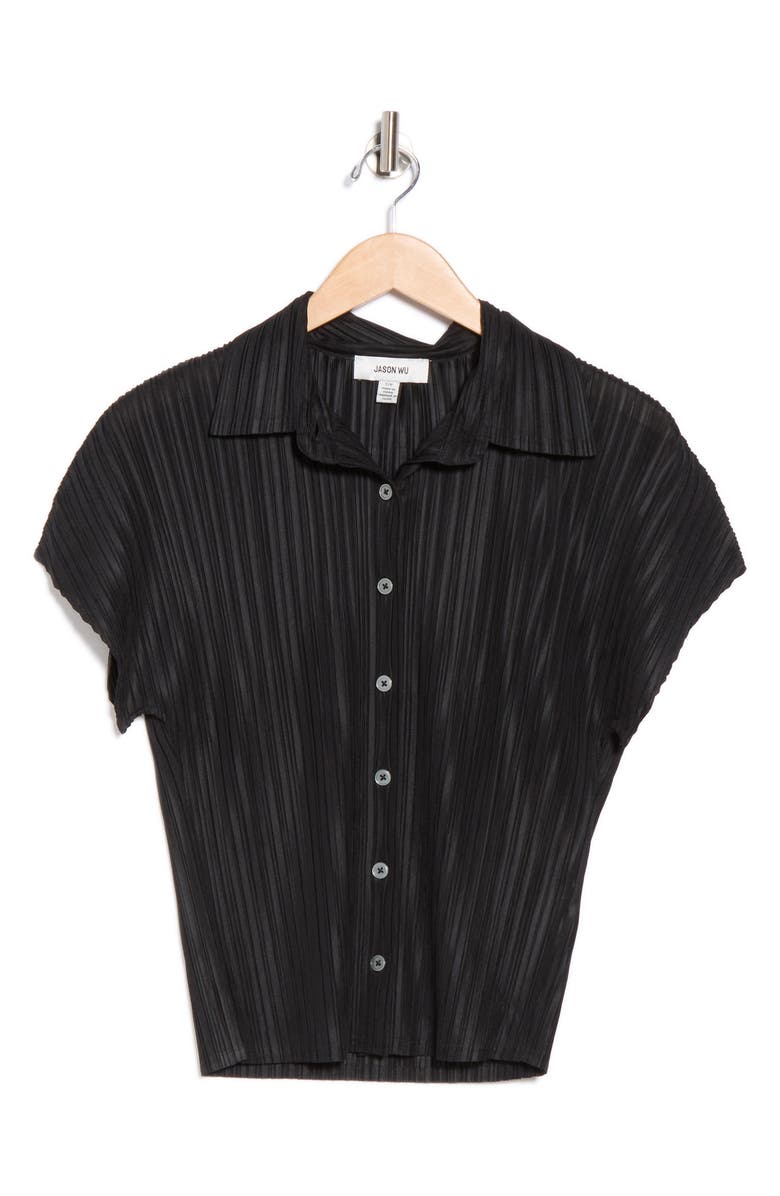 JASON WU Extended Shoulder Button-Up Shirt, Alternate, color, Black