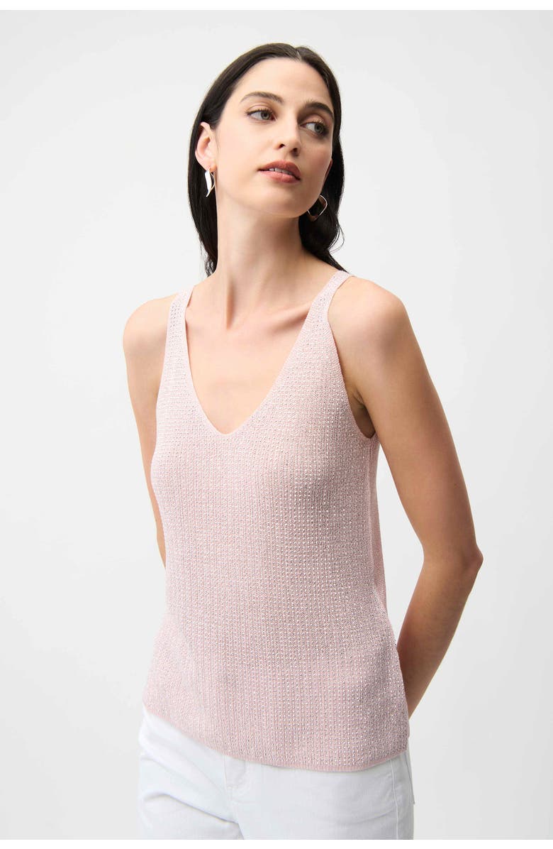Joseph Ribkoff Metallic Knitted Camisole with Rhinestones, Main, color, Petal Pink