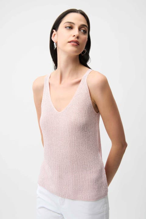 Metallic Knitted Camisole with Rhinestones