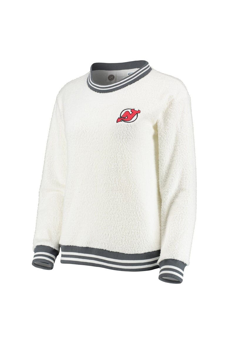 Women's Concepts Sport Cream/Charcoal New Jersey Devils Granite Sherpa Pullover Sweatshirt, Alternate, color, Cream