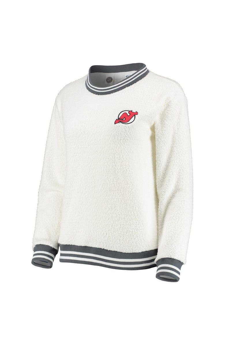 CONCEPTS SPORT Women's Concepts Sport Cream/Charcoal New Jersey Devils Granite Sherpa Pullover Sweatshirt, Alternate, color, 