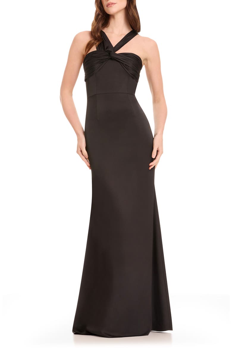 Rosalia Sleeveless Satin Gown, Main, color, BLACK