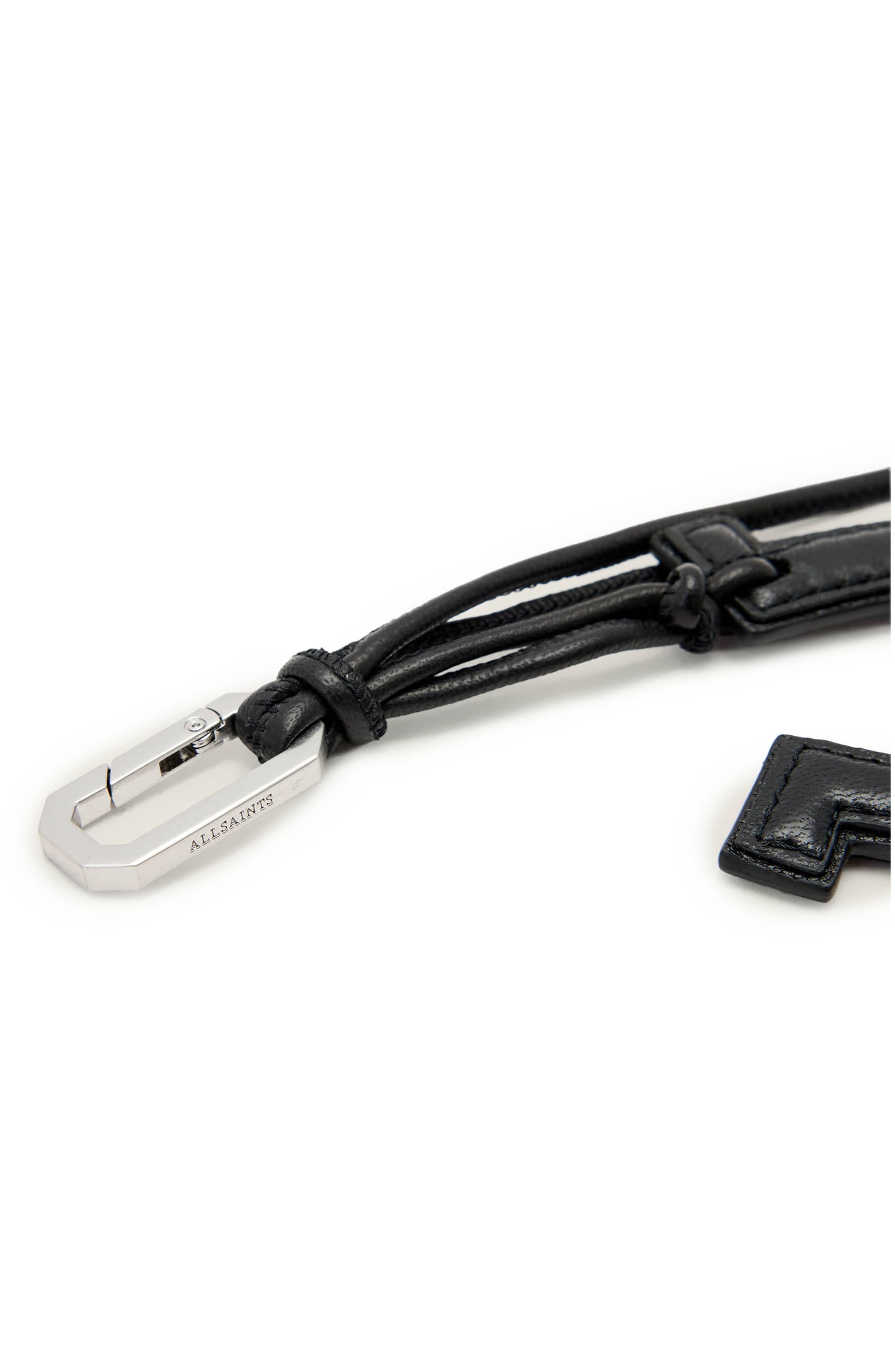 Leather Horseshoe Keyring, Alternate, color, BLACK