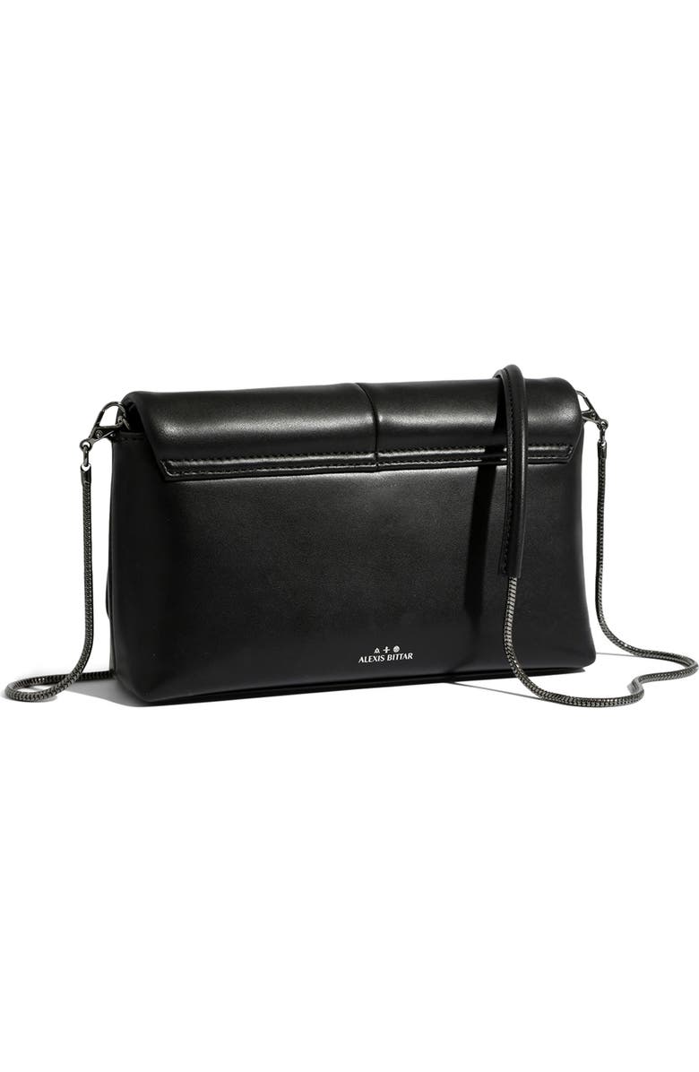 Alexis Bittar Ruched Crystal Molten Leather Clutch, Alternate, color, Black