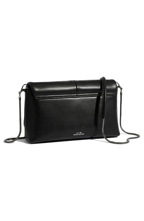 Shop Alexis Bittar Ruched Crystal Molten Leather Clutch In Black