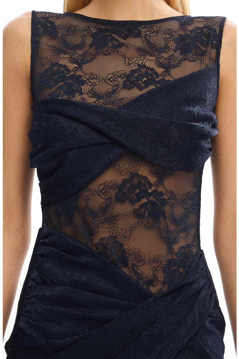 Nida Sleeveless Stretch Lace Gown, Alternate, color, SAPPHIRE