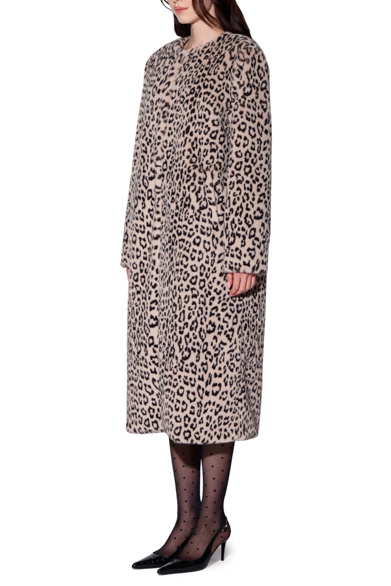 Pierre Faux Fur Long Coat, Alternate, color, LEOPARD