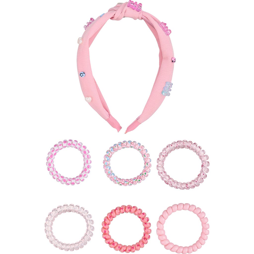 Beautifully You Kids' 7-piece Gummy Coils & Headband Hair Accessories In Pink