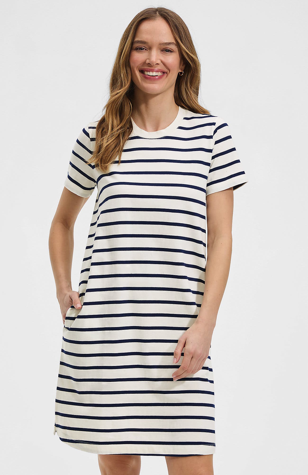 selected Ivory/Deep Sea Spaced Stripe