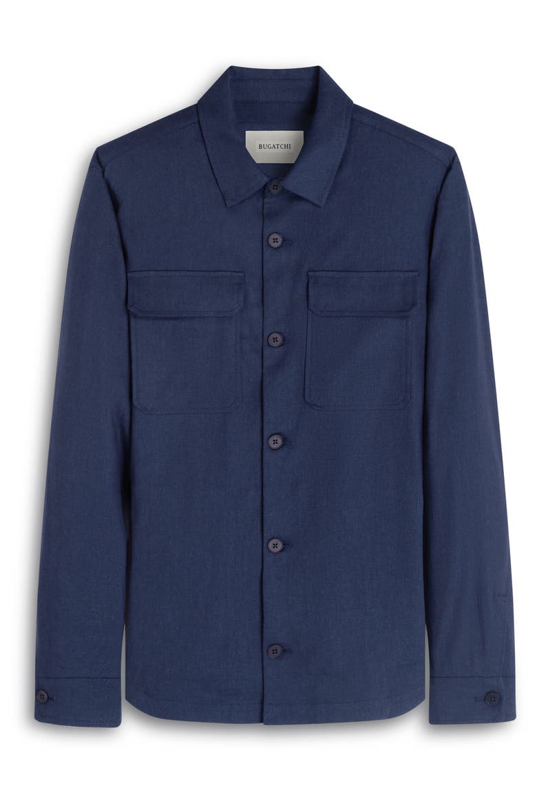 Aerolinen Linen Blend Shirt Jacket, Alternate, color, NAVY
