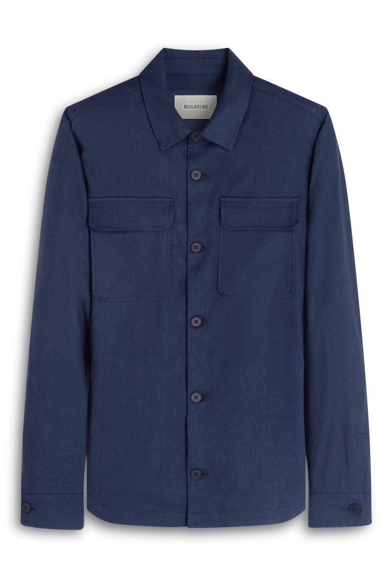 Bugatchi Aerolinen Linen Blend Shirt Jacket, Alternate, color, Navy