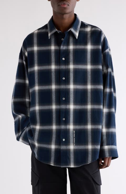 Setar Shadow Check Long Sleeve Flannel Button-Up Shirt