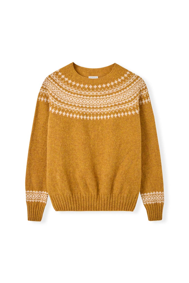 Highlands Two-toned Crew Neck Sweater, Alternate, color, Golden Yellow