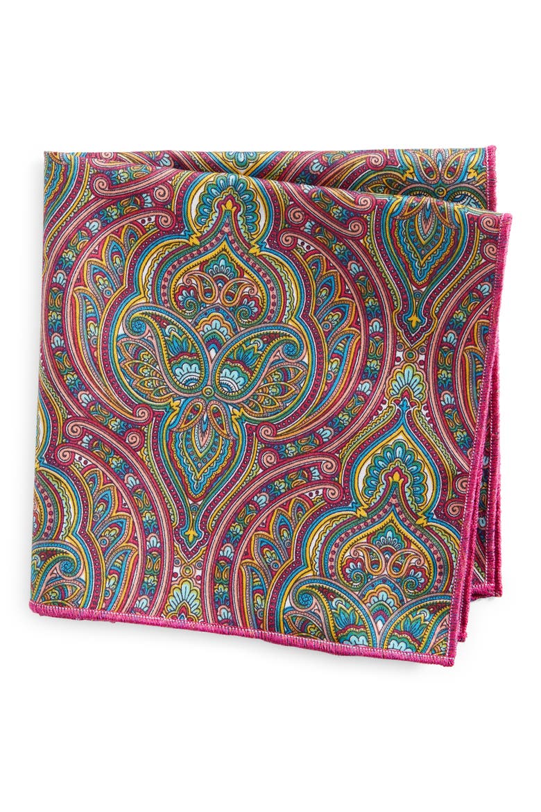 Print Cotton Pocket Square, Main, color, GREEN