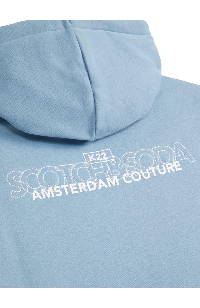 Scotch & Soda Relaxed Fit Fleece Graphic Hoodie, Alternate, color, Faded Denim