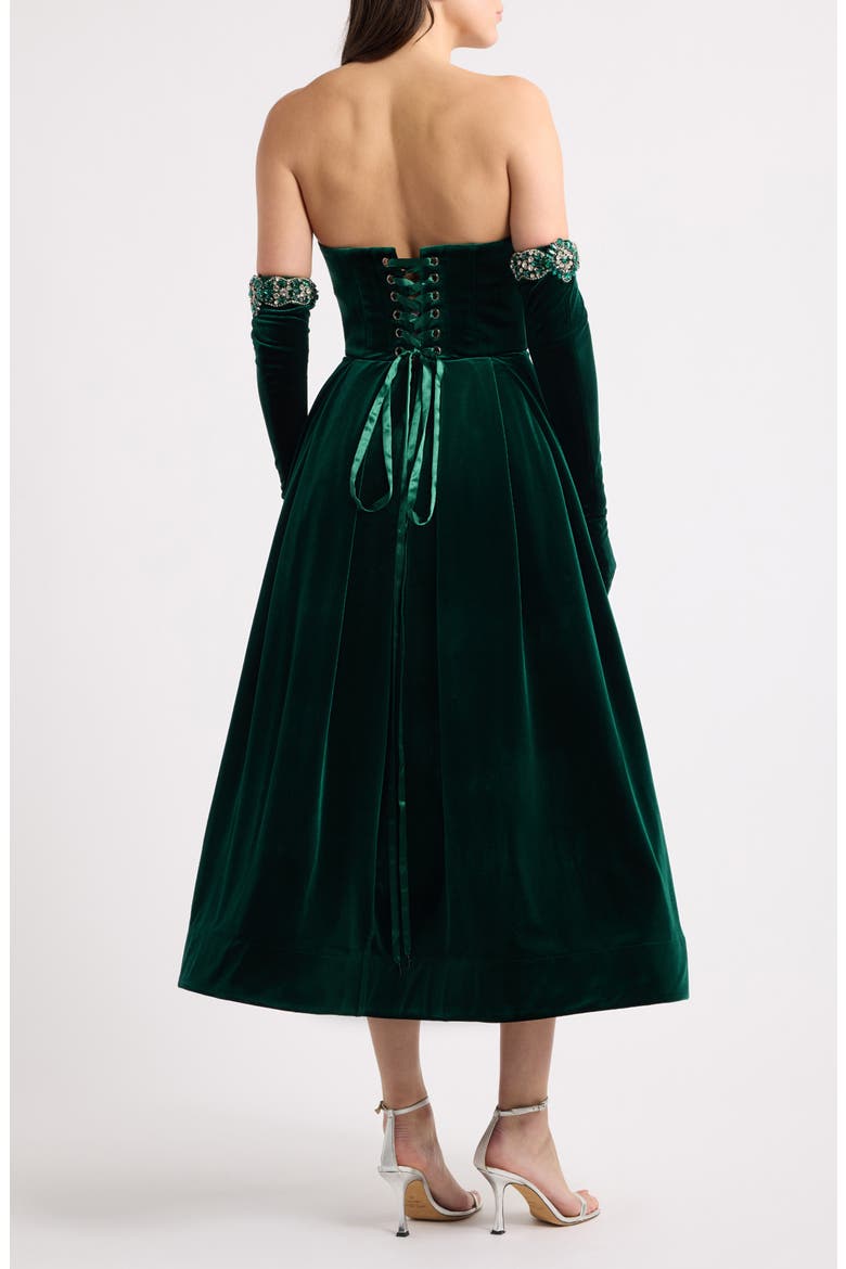 Fit & Flare Velvet Party Dress, Alternate, color, EMERALD