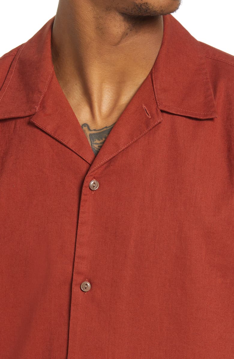 Treasure & Bond Short Sleeve Linen & Cotton Button-Up Camp Shirt, Alternate, color, 