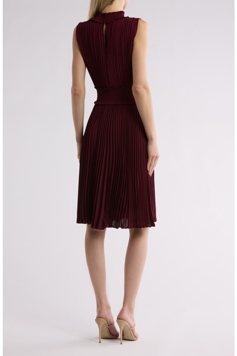 Pleated Sleeveless Dress, Alternate, color, MERLOT