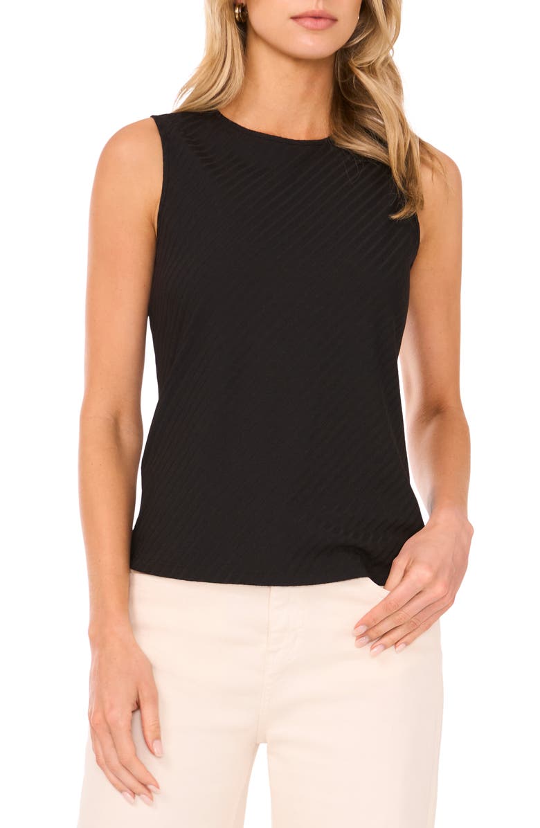 Halogen<sup>®</sup> Diagonal Stripe Knit Tank, Main, color, Rich Black