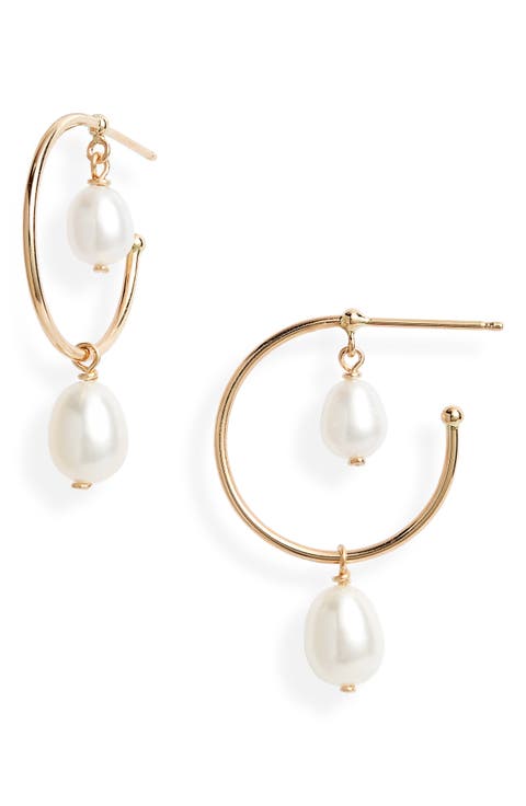 Double Pearl Hoop Earrings
