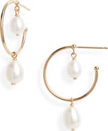 Poppy Finch Double Pearl Hoop Earrings