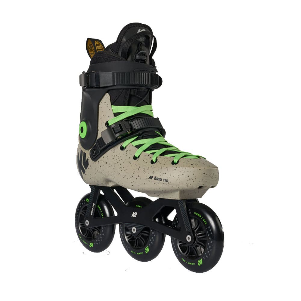 K2 Grid 110 3 Wheel Inline Skates for Men Women Adult, Unisex Street Fitness Roller Skate Blades, Main, color, Khaki/Green