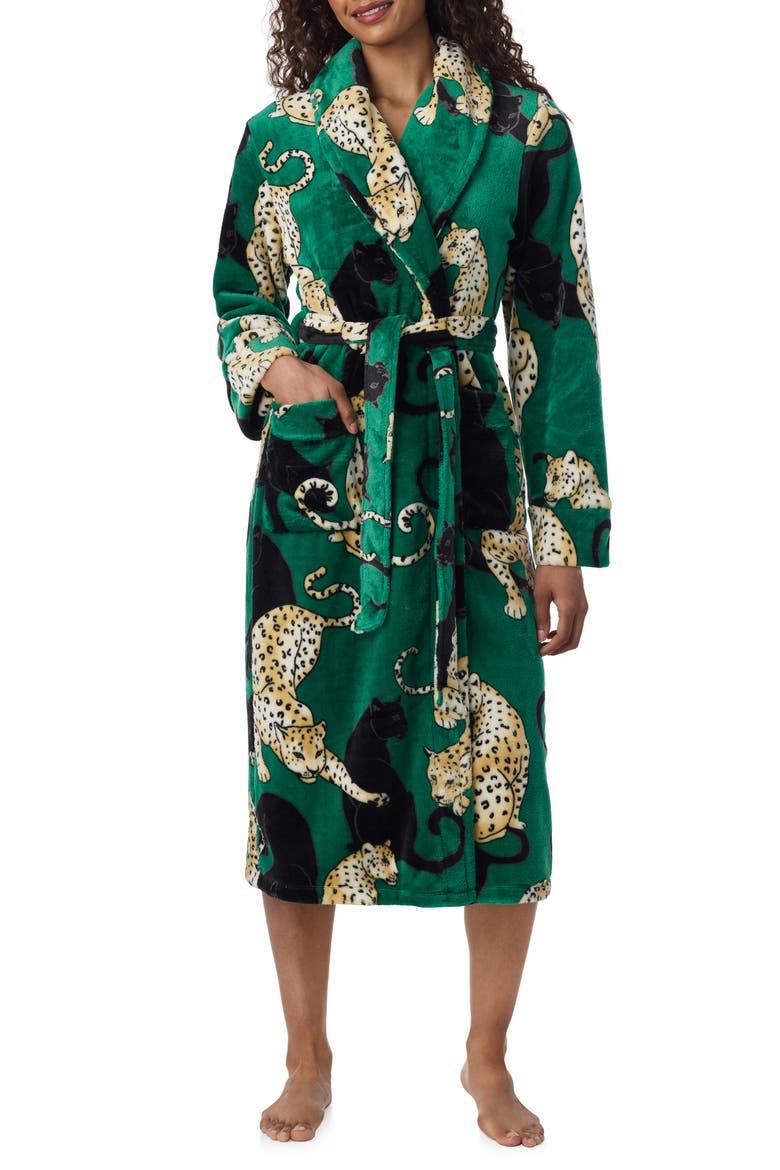 Shawl Collar Long Robe, Alternate, color, GREEN PT