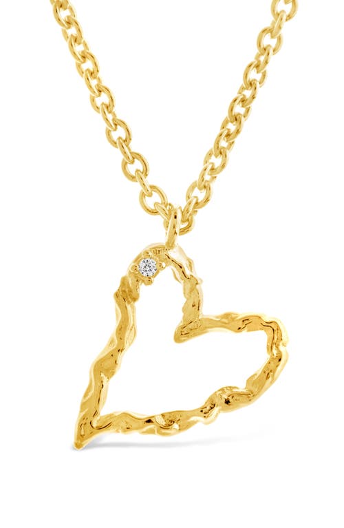 Sterling Forever Amia Cubic Zirconia Heart Pendant Necklace In Gold