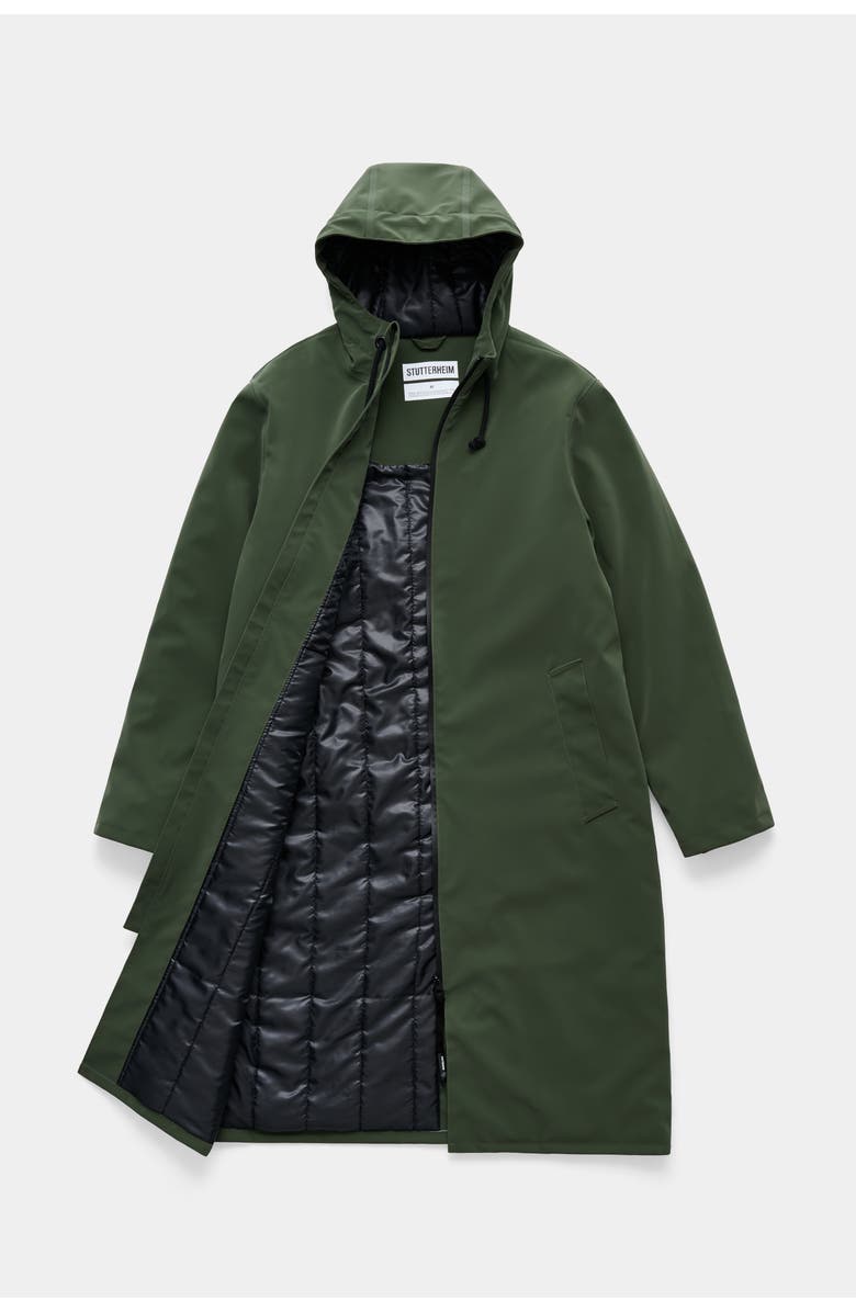 Stutterheim Stockholm Long Matte Winter Coat, Alternate, color, Green