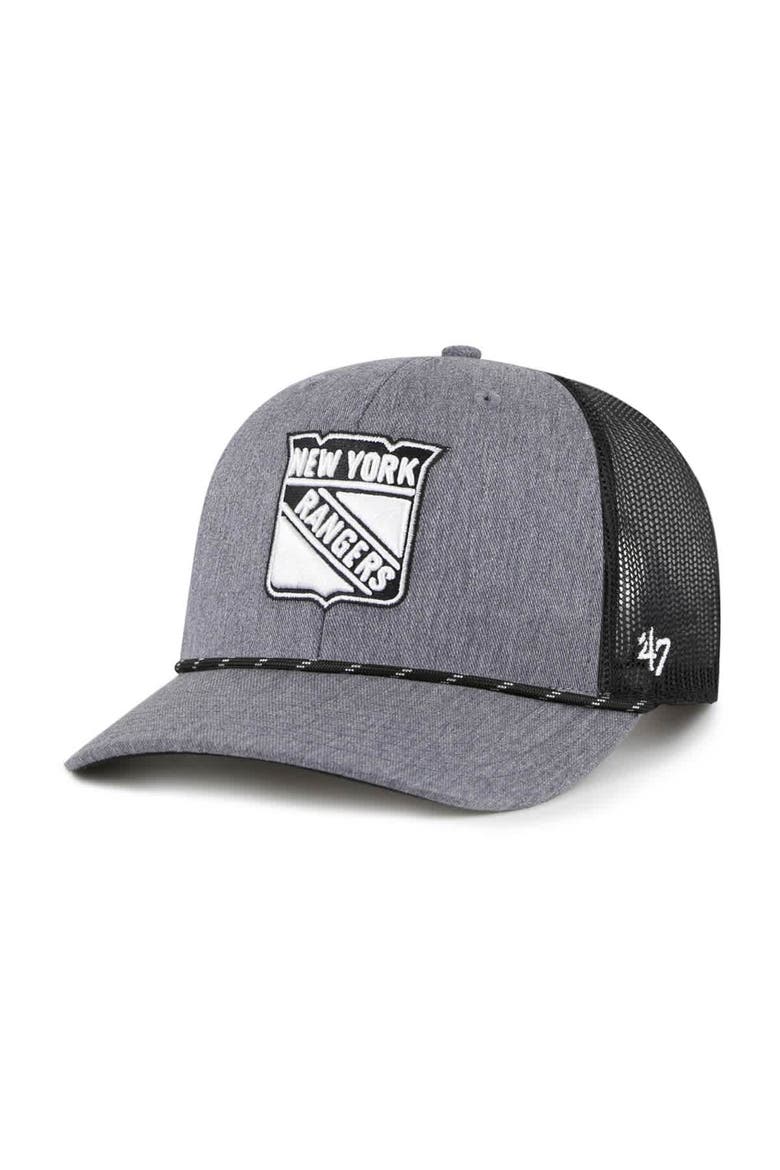 Men's '47  Gray New York Rangers Carbon Rope Trucker Adjustable Hat, Main, color, Gray