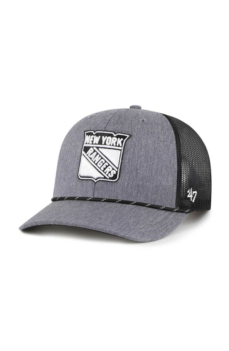 '47 Men's '47  Gray New York Rangers Carbon Rope Trucker Adjustable Hat, Main, color, Gray