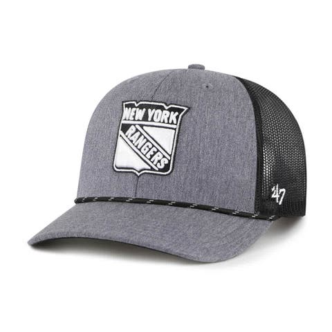 Men's '47  Gray New York Rangers Carbon Rope Trucker Adjustable Hat