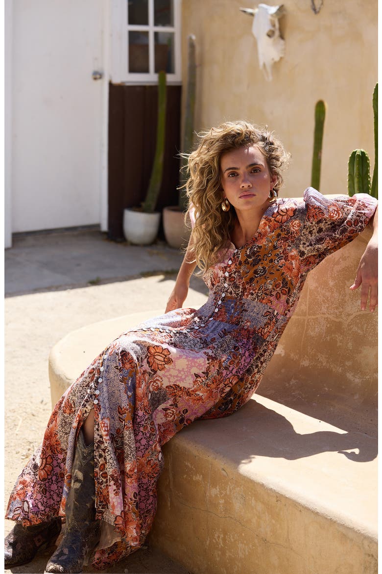 Halo Floral Patchwork Maxi Dress, Alternate, color, DREAM WEAVER