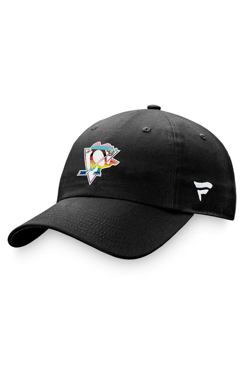 FANATICS Men's Fanatics Branded Black Pittsburgh Penguins Team Logo Pride Adjustable Hat, Main, color,