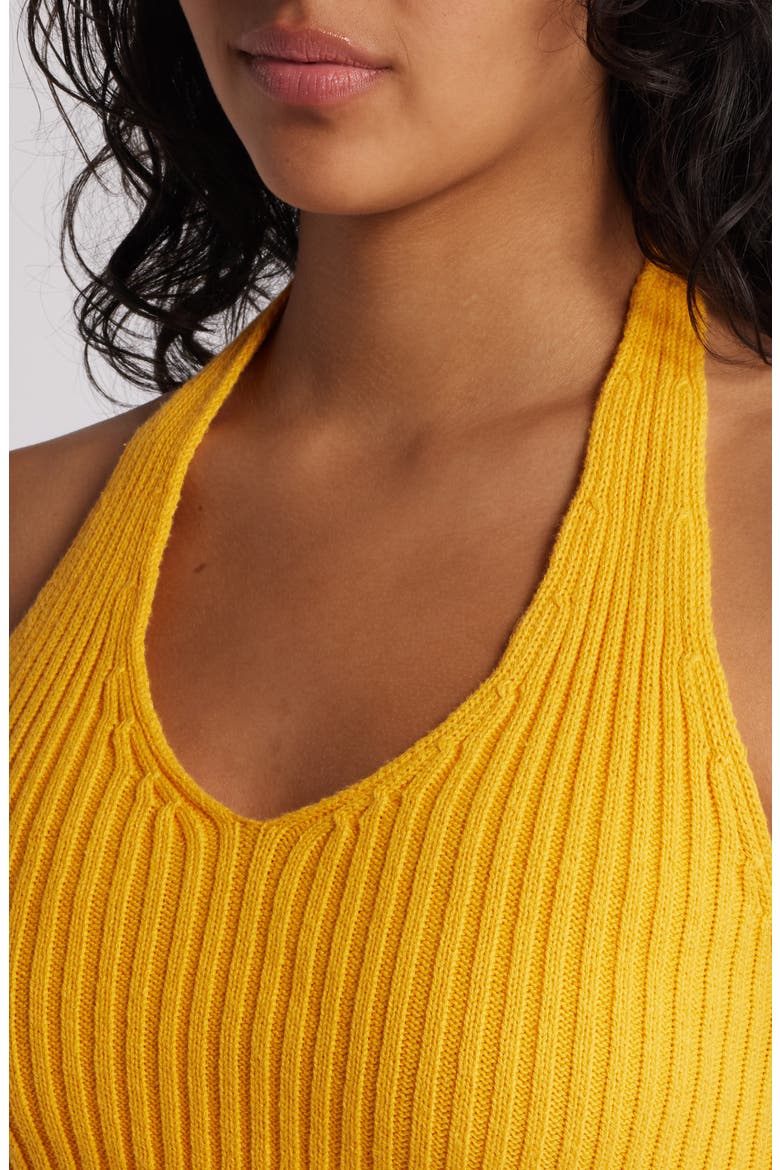 Pixie Rib Crop Halter Top, Alternate, color, CITRUS