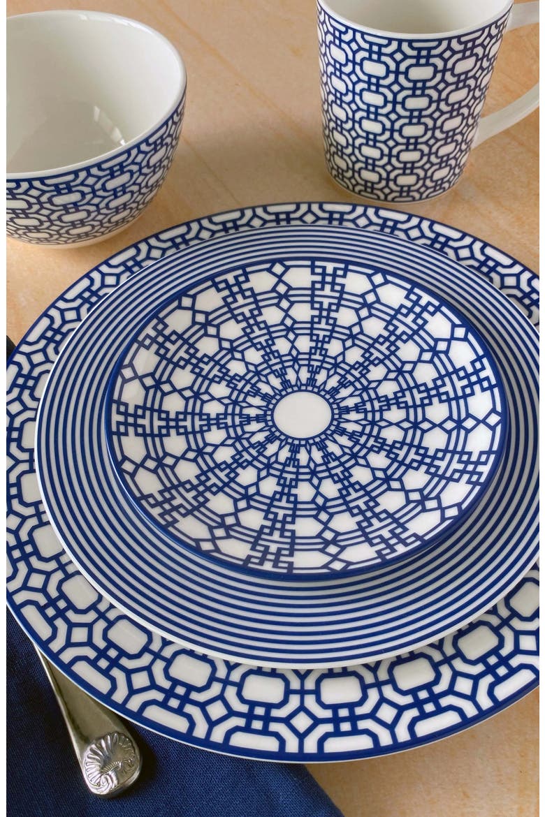 Newport Stripe Rimmed Salad Plate  - Porcelain - Set 4, Alternate, color, BLUE