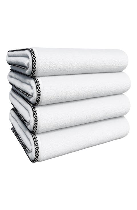 Border Stitch 4-Piece Cotton Bath Towels